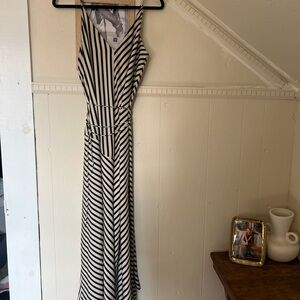 Banana Republic Cream and White Striped Maxi Dress